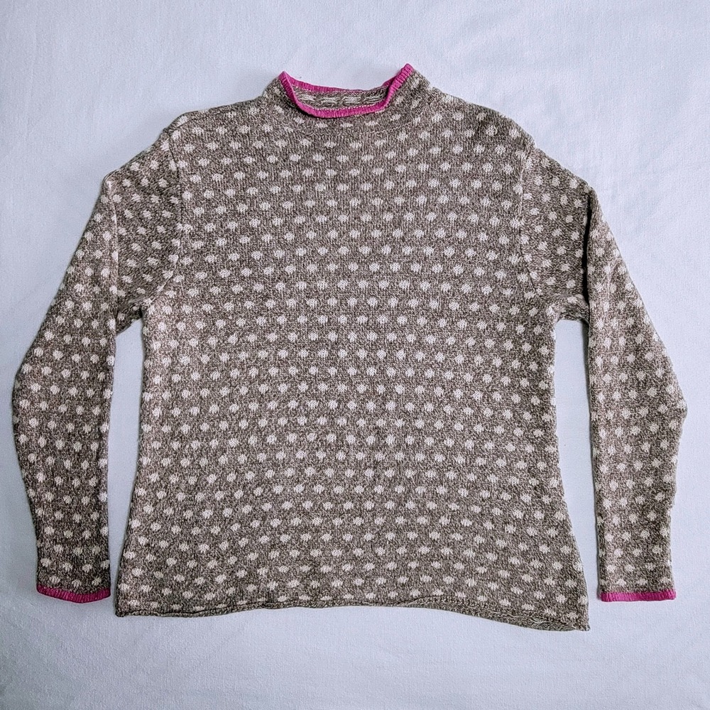 VTG 90s Sigrid Olsen Sport Sweater Taupe Women L Cottagecore Granola Girl Earthy